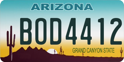 AZ license plate BOD4412