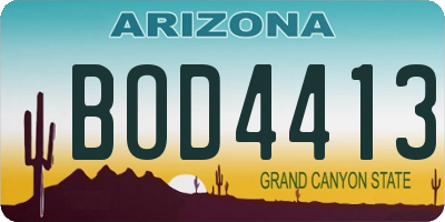 AZ license plate BOD4413