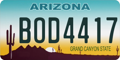 AZ license plate BOD4417