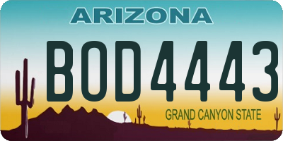 AZ license plate BOD4443