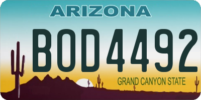 AZ license plate BOD4492