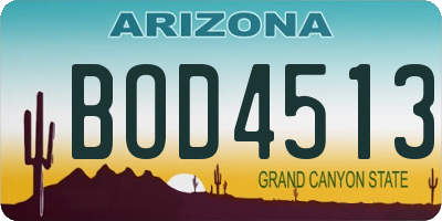 AZ license plate BOD4513