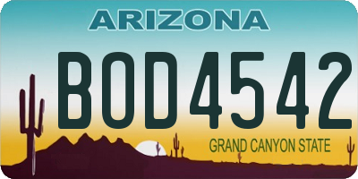 AZ license plate BOD4542