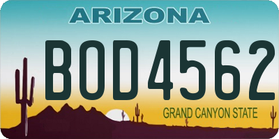 AZ license plate BOD4562
