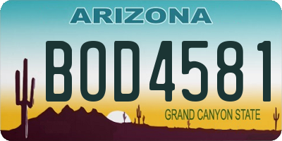 AZ license plate BOD4581