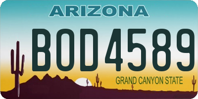 AZ license plate BOD4589
