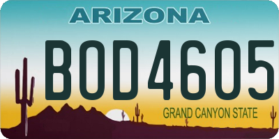 AZ license plate BOD4605