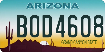 AZ license plate BOD4608