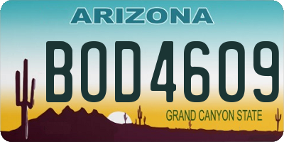 AZ license plate BOD4609
