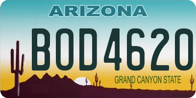 AZ license plate BOD4620