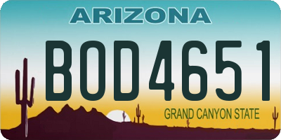 AZ license plate BOD4651