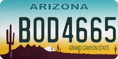 AZ license plate BOD4665