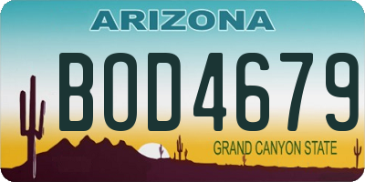 AZ license plate BOD4679