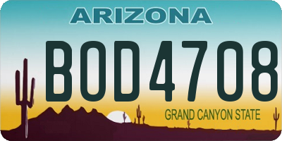 AZ license plate BOD4708