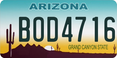 AZ license plate BOD4716