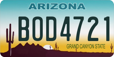 AZ license plate BOD4721