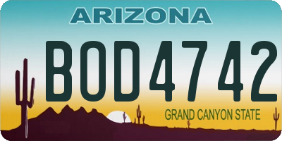 AZ license plate BOD4742
