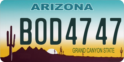 AZ license plate BOD4747