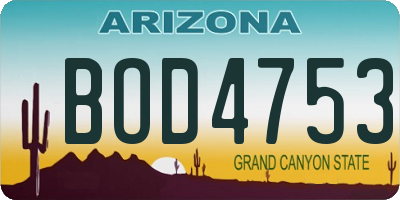 AZ license plate BOD4753