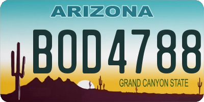 AZ license plate BOD4788