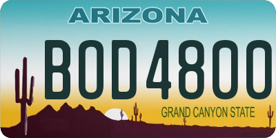 AZ license plate BOD4800