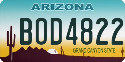 AZ license plate BOD4822