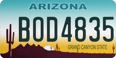 AZ license plate BOD4835