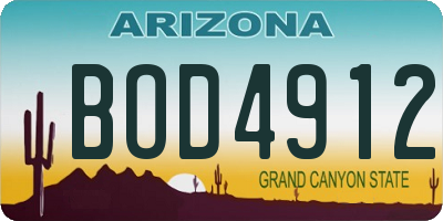 AZ license plate BOD4912