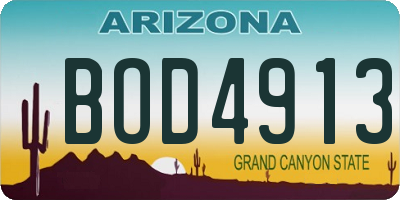 AZ license plate BOD4913