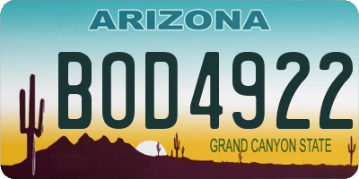 AZ license plate BOD4922