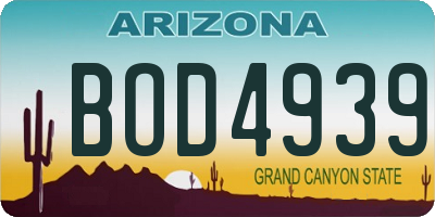 AZ license plate BOD4939