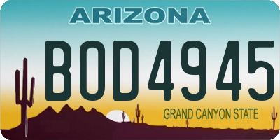 AZ license plate BOD4945