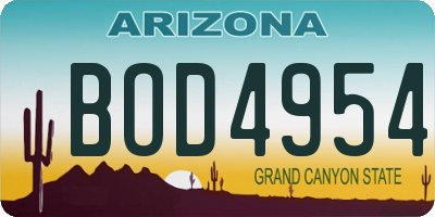 AZ license plate BOD4954