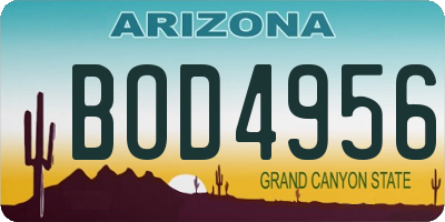 AZ license plate BOD4956