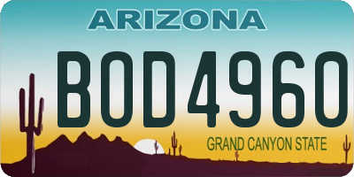 AZ license plate BOD4960