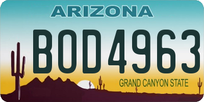 AZ license plate BOD4963