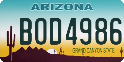 AZ license plate BOD4986