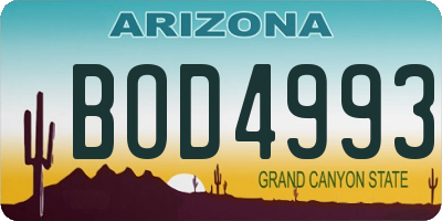 AZ license plate BOD4993
