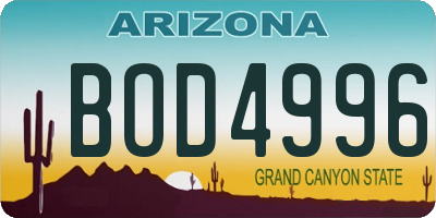 AZ license plate BOD4996