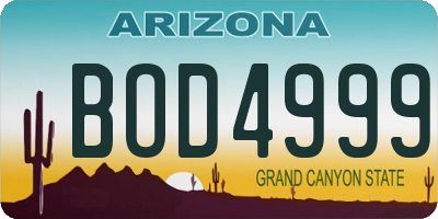 AZ license plate BOD4999