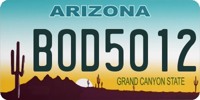 AZ license plate BOD5012