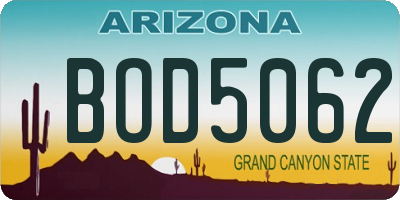 AZ license plate BOD5062