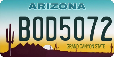 AZ license plate BOD5072