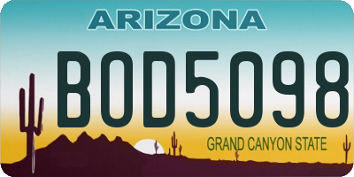 AZ license plate BOD5098