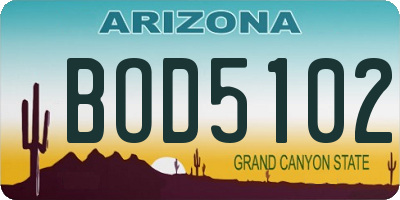 AZ license plate BOD5102