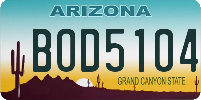 AZ license plate BOD5104