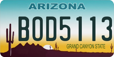 AZ license plate BOD5113