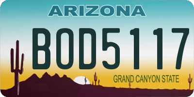 AZ license plate BOD5117