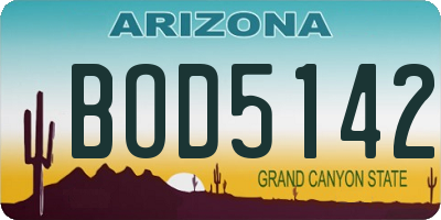 AZ license plate BOD5142