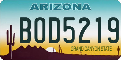 AZ license plate BOD5219